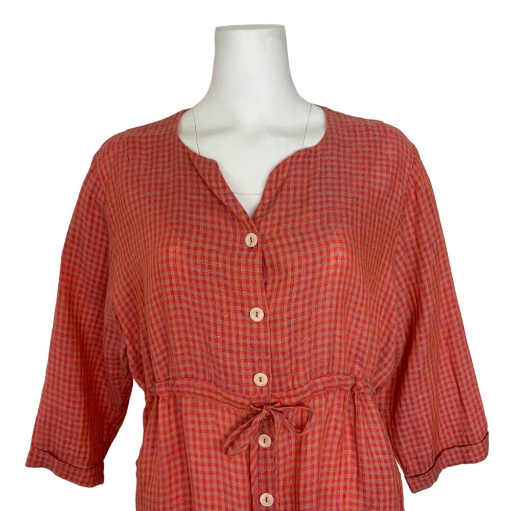Flax Linen 3/4 sleeve Tunic Blouse - Picture 7 of 13
